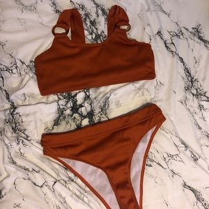 Brown Bathing Suit Set
